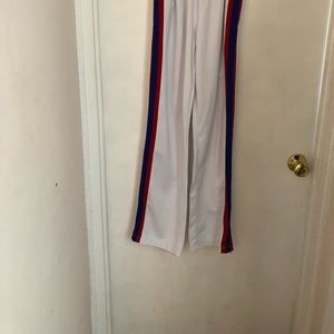 Sporty white side striped pants, size  S